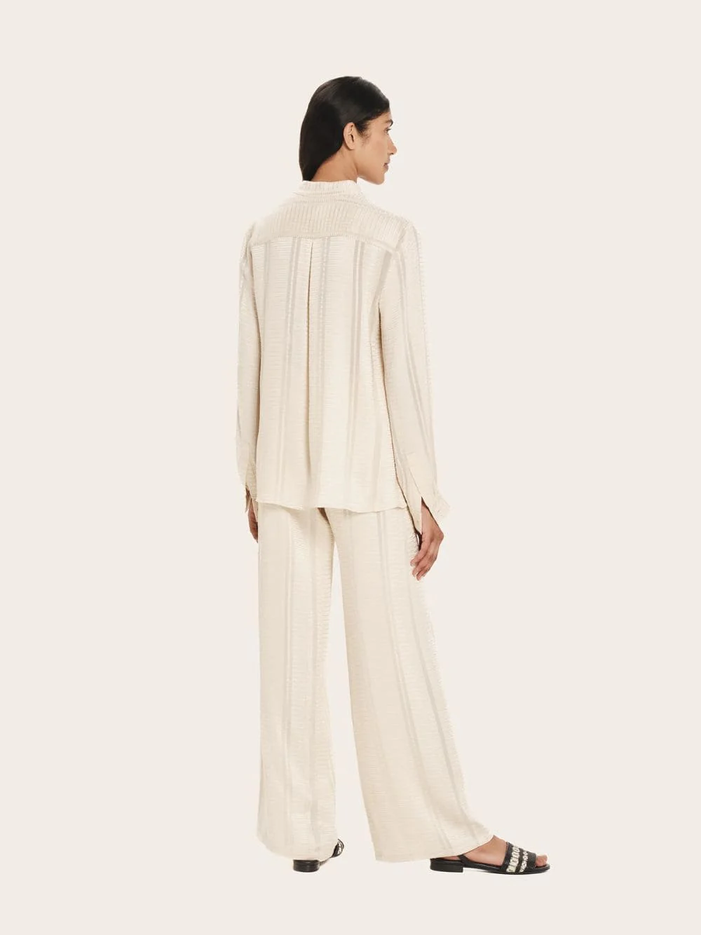 Ecru Hera Textured Silk Blouse - Image 3