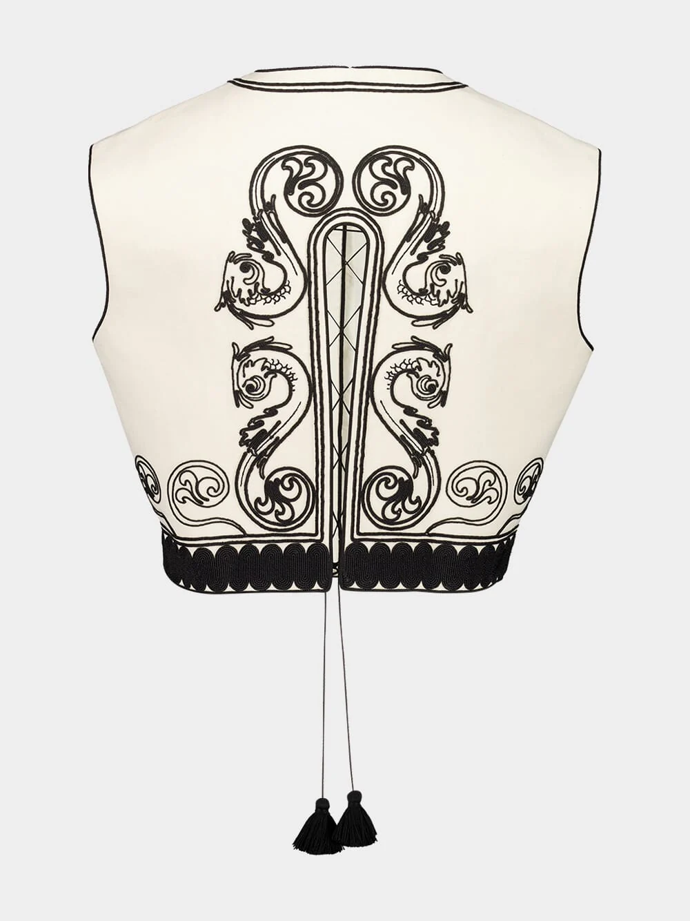 Ivory Kymata Embroidered Cotton Vest - Image 3