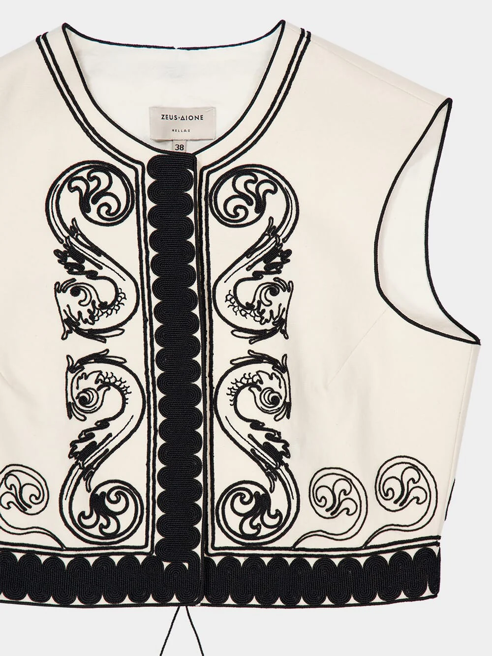 Ivory Kymata Embroidered Cotton Vest - Image 5