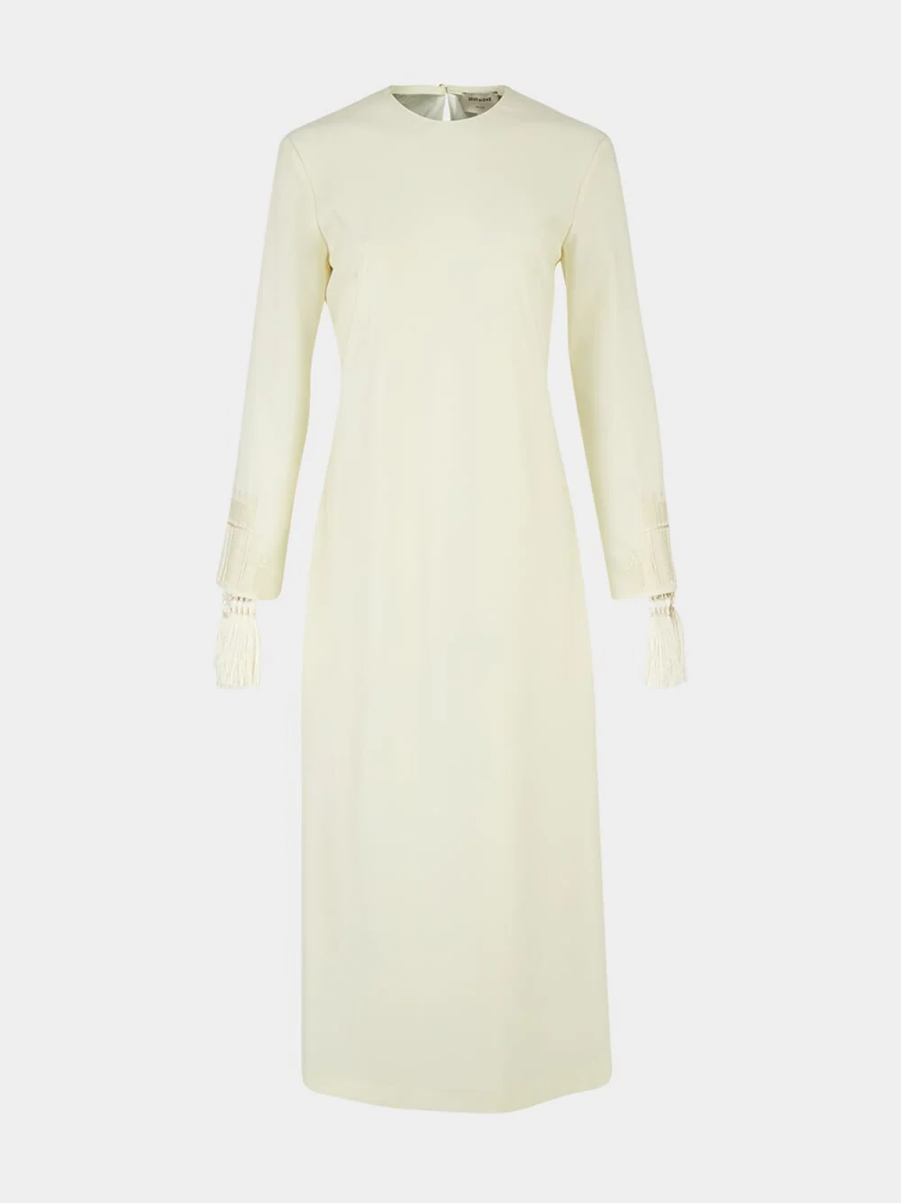 Ivory Wool Maxi Dress with Tassels