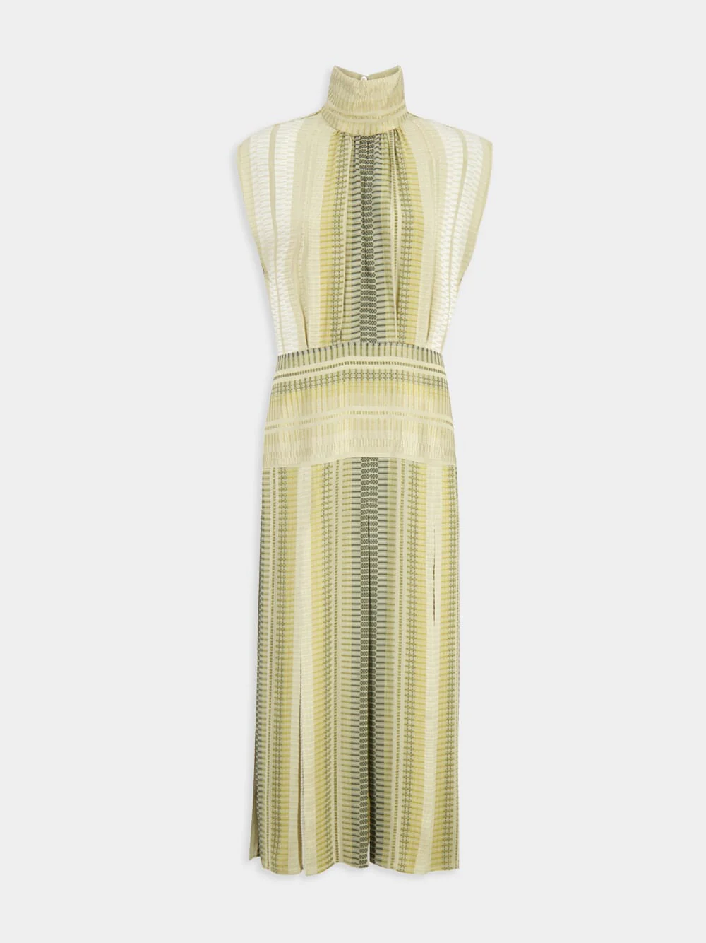 Khaki Beige Silk Therion Midi Dress