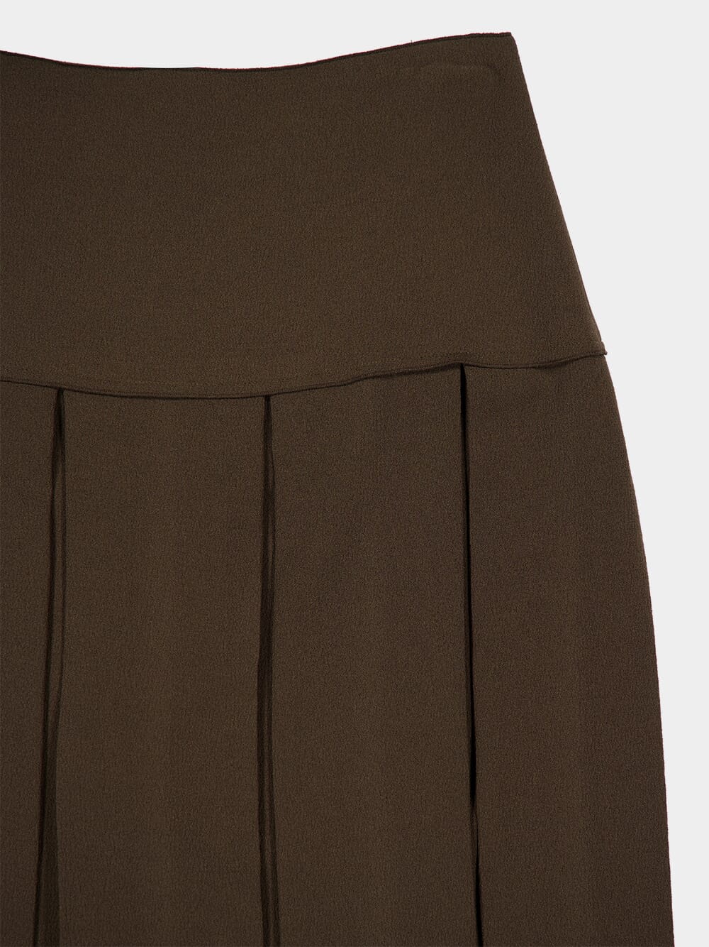 Khaki Green Pleated Midi Skirt - Image 3