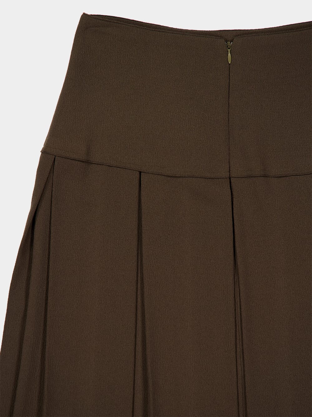 Khaki Green Pleated Midi Skirt - Image 4