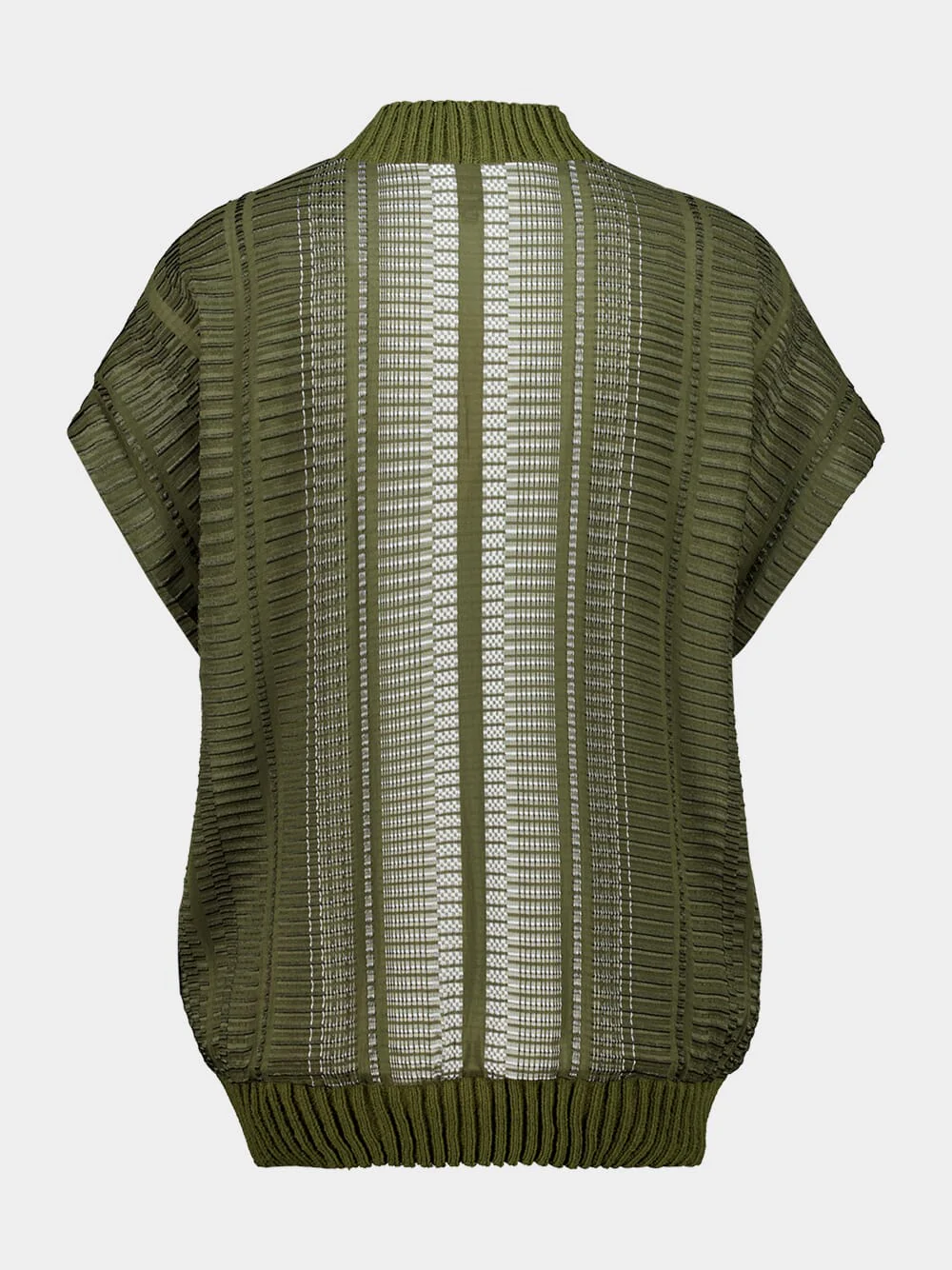 Khaki Syros V-Neck Silk Wool Top - Image 3