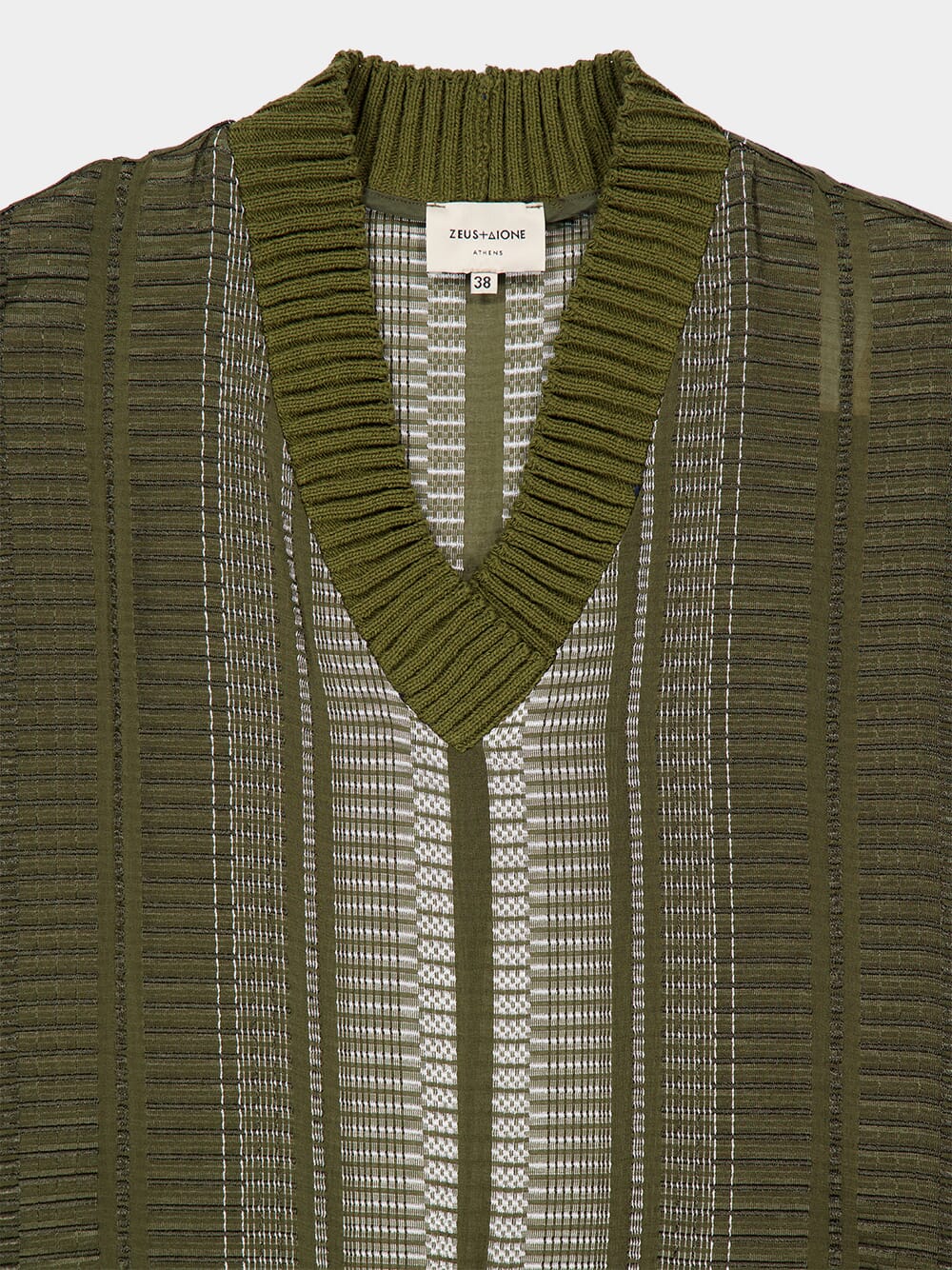 Khaki Syros V-Neck Silk Wool Top - Image 4