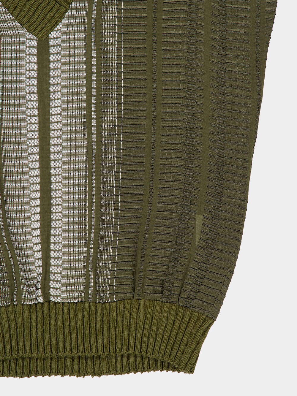 Khaki Syros V-Neck Silk Wool Top - Image 5