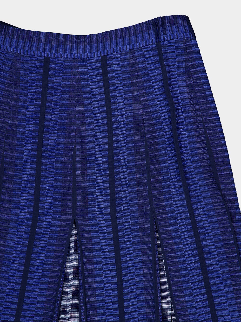 Navy Blue Solar Jacquard Silk Midi Skirt - Image 3