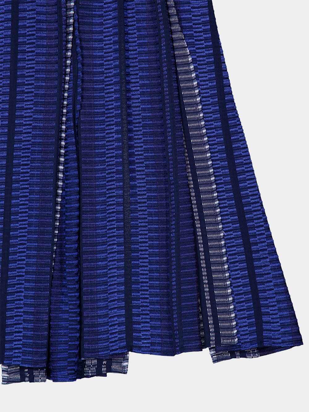 Navy Blue Solar Jacquard Silk Midi Skirt - Image 4