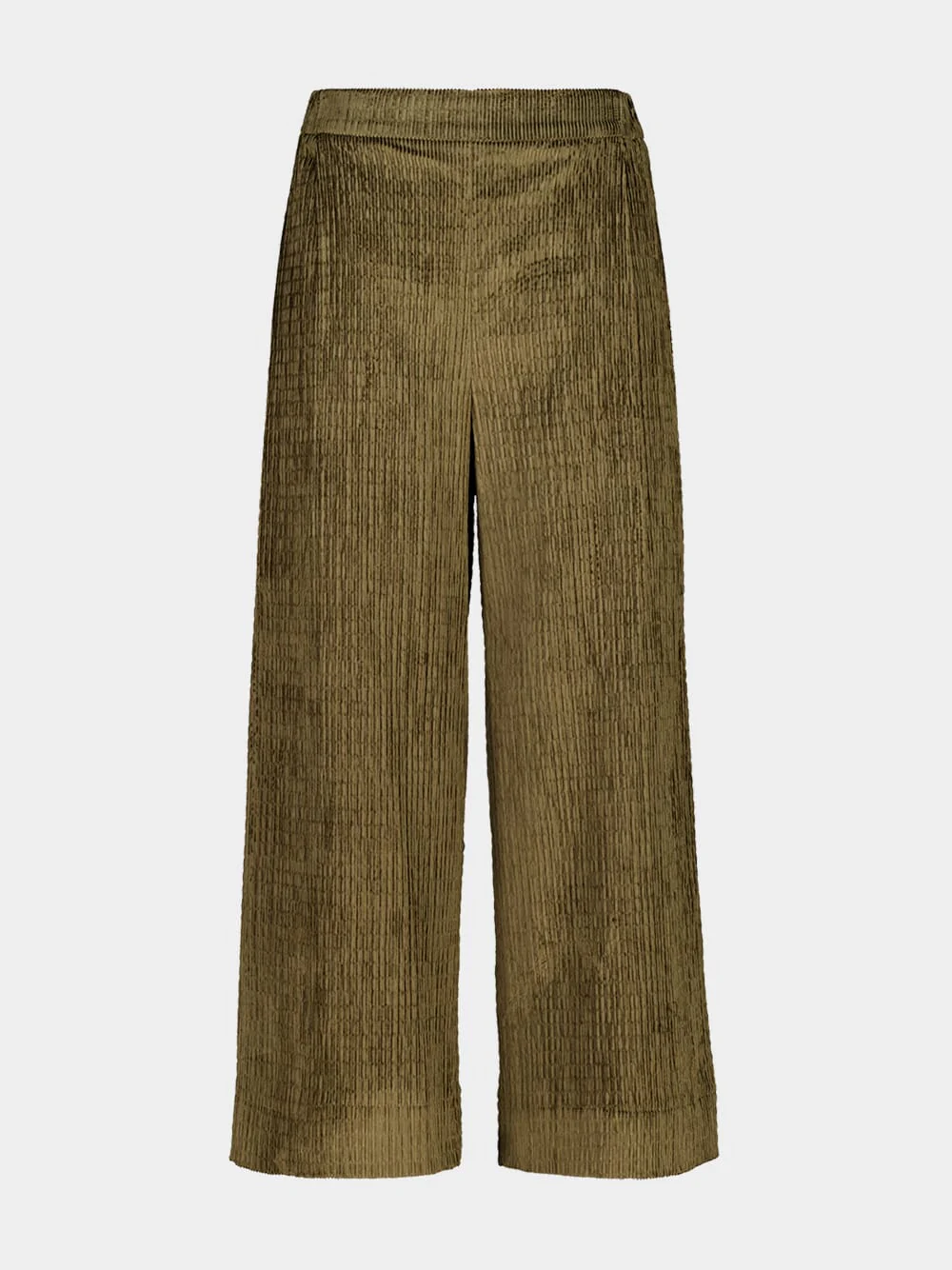 Olive Corduroy-Velour Scylla Wide-Leg Trousers - Image 2