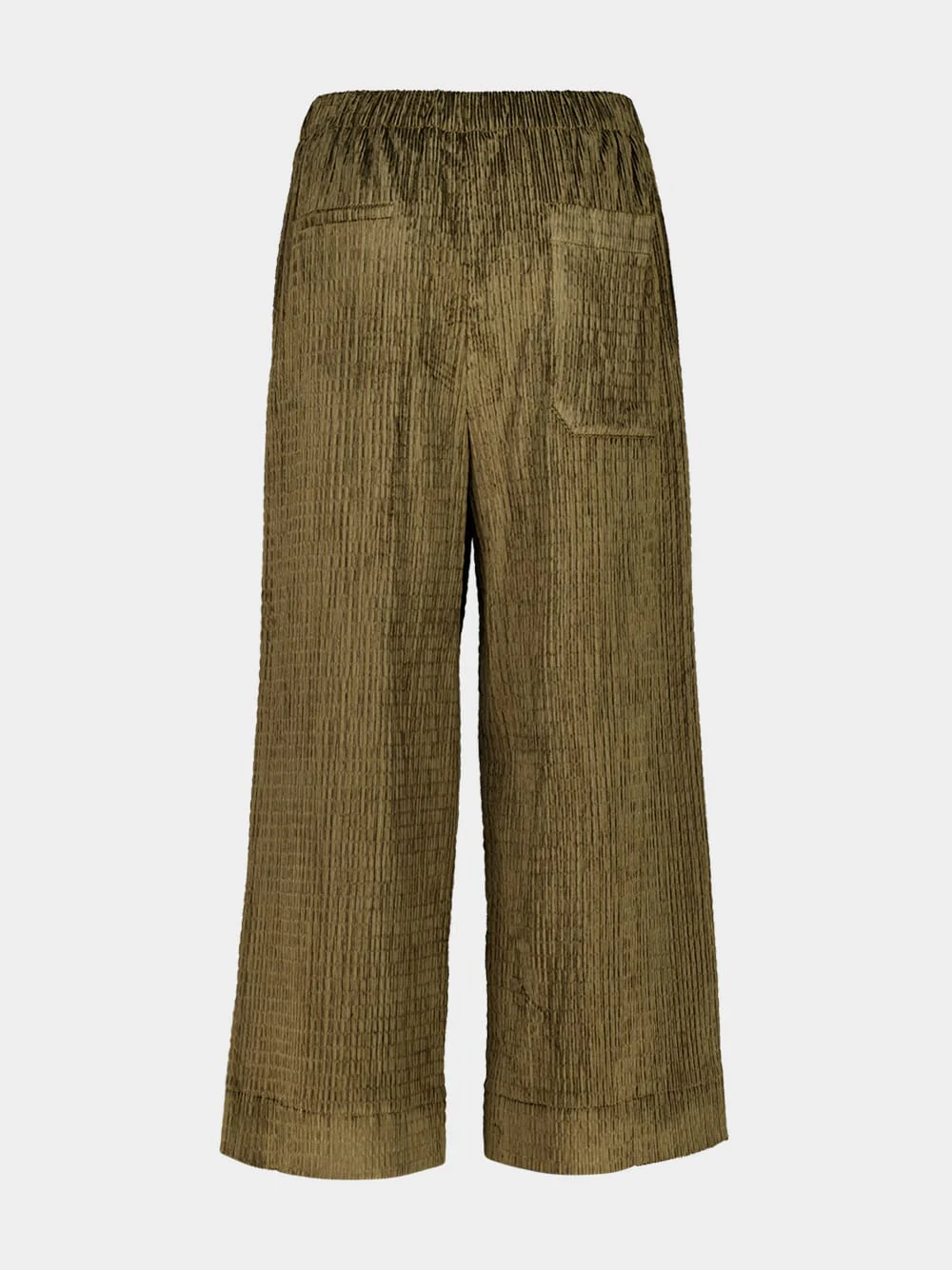 Olive Corduroy-Velour Scylla Wide-Leg Trousers - Image 4