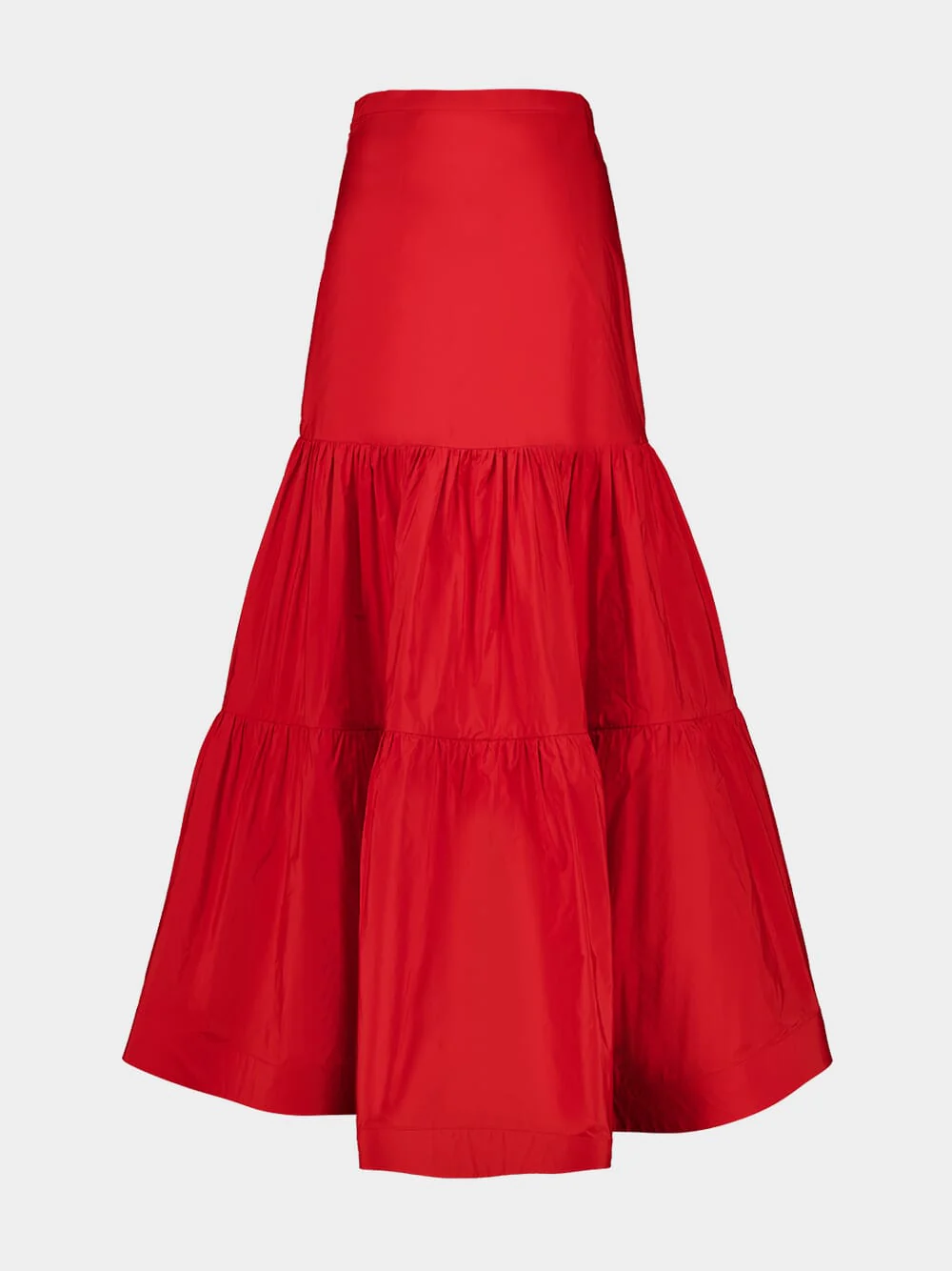 Red Daucus Tiered Flared Midi Skirt - Image 3