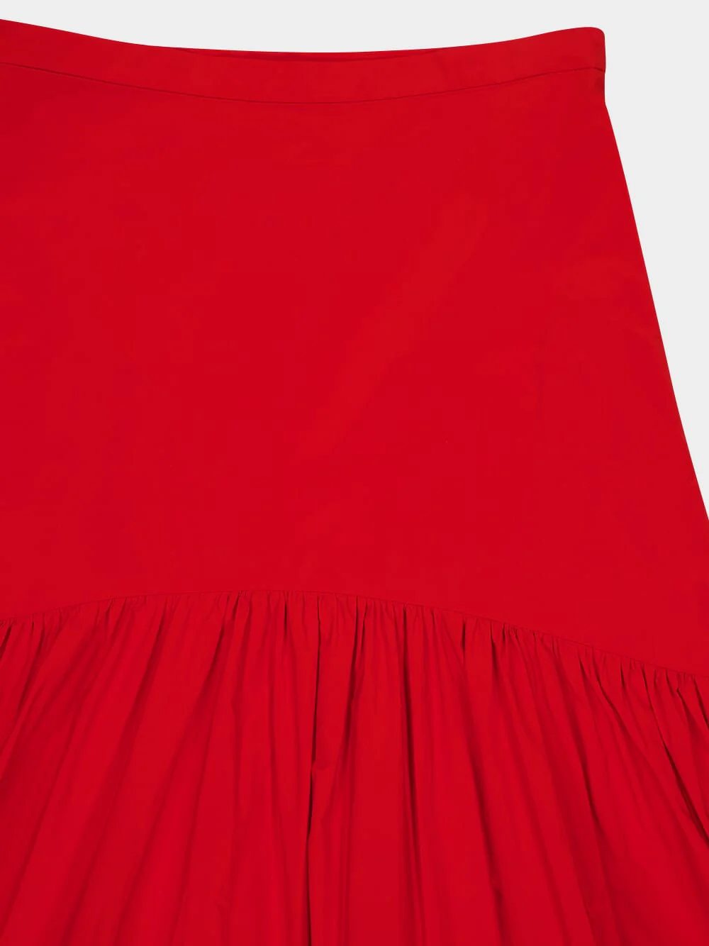 Red Daucus Tiered Flared Midi Skirt - Image 4