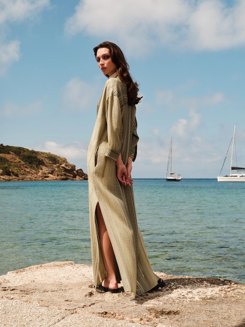 Sage Maira Loose Textured Silk Dress - Image 4