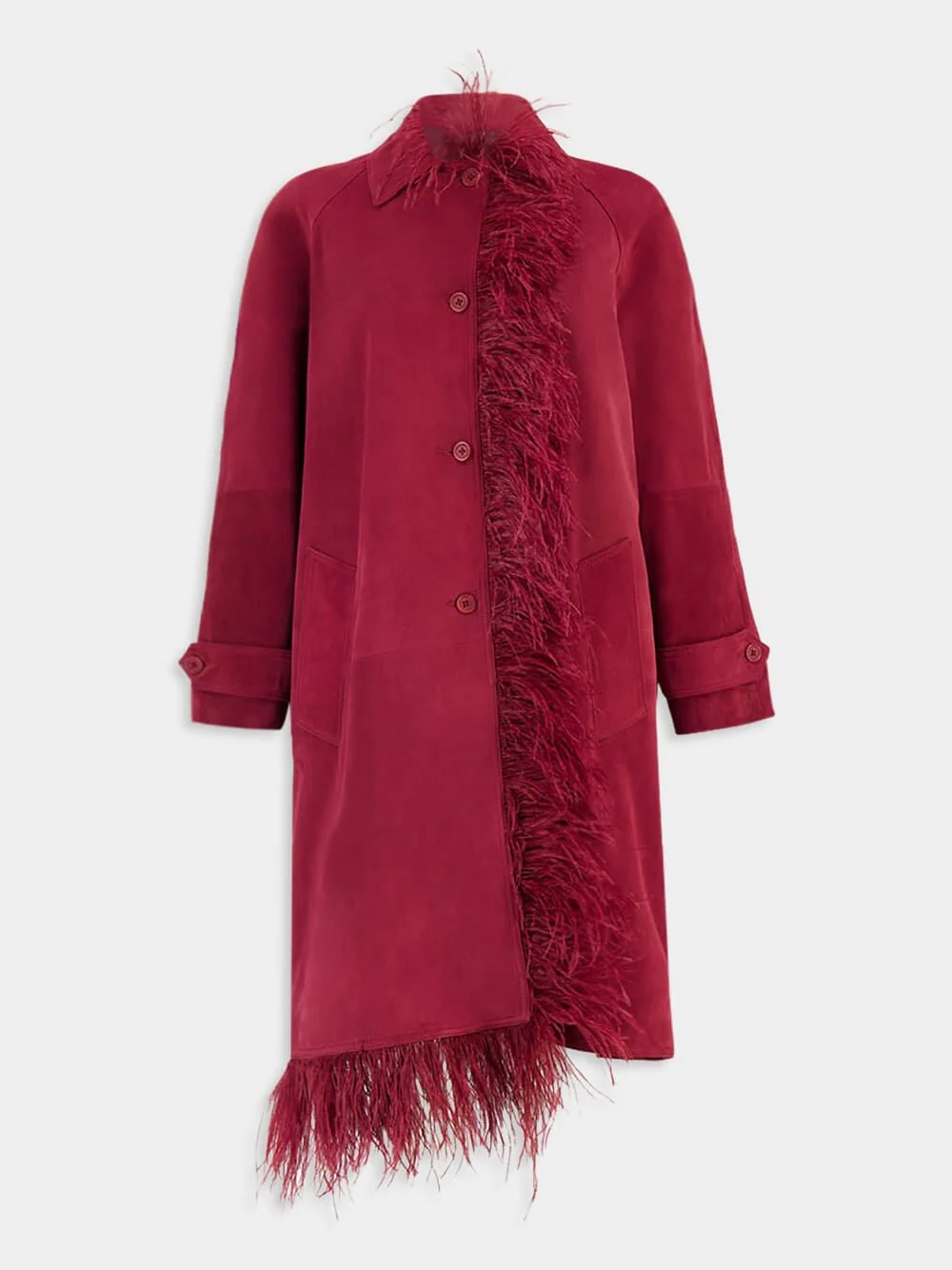 Zeus Suede Trench With Embellished Feathers