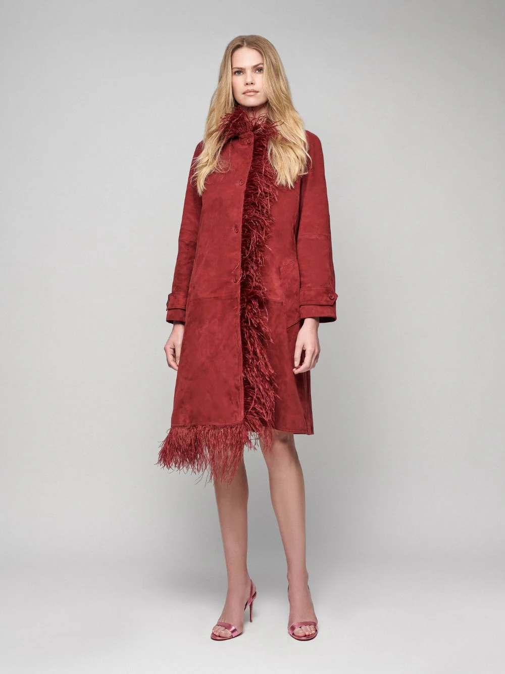 Zeus Suede Trench With Embellished Feathers - Image 2