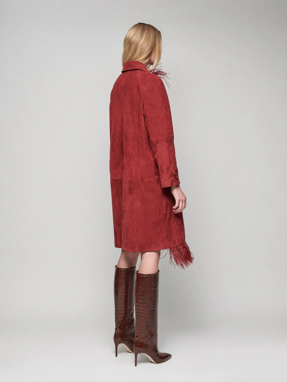 Zeus Suede Trench With Embellished Feathers - Image 5