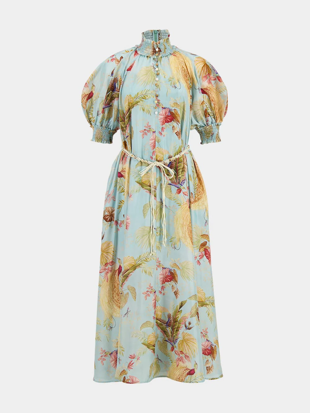 Aqua Palm Floral Billow Maxi Dress - Image 2