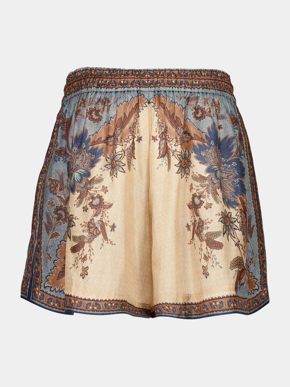 Ascension Blue Cream Indienne Floral Silk Shorts - Image 3