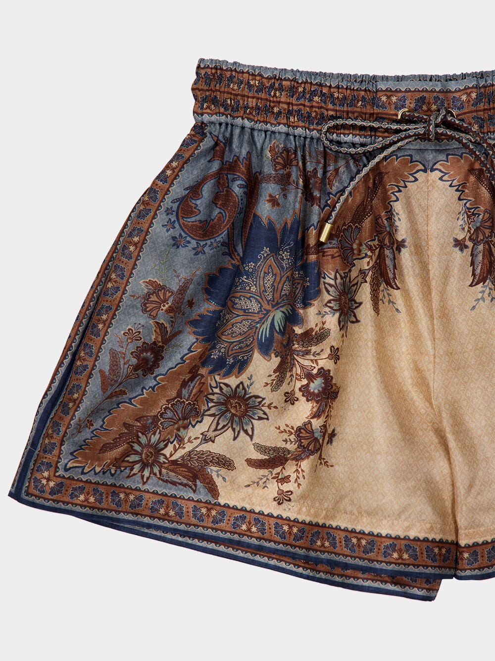 Ascension Blue Cream Indienne Floral Silk Shorts - Image 5