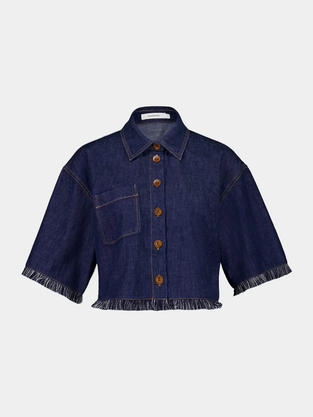 Atlantic Blue Rhiannon Fringe Cropped Shirt