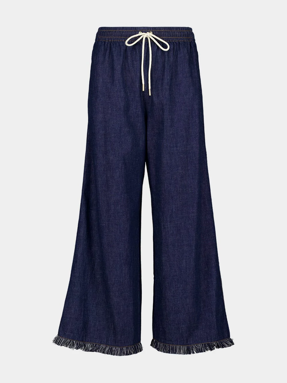 Atlantic Blue Wide Leg Trousers with Rhiannon Fringe