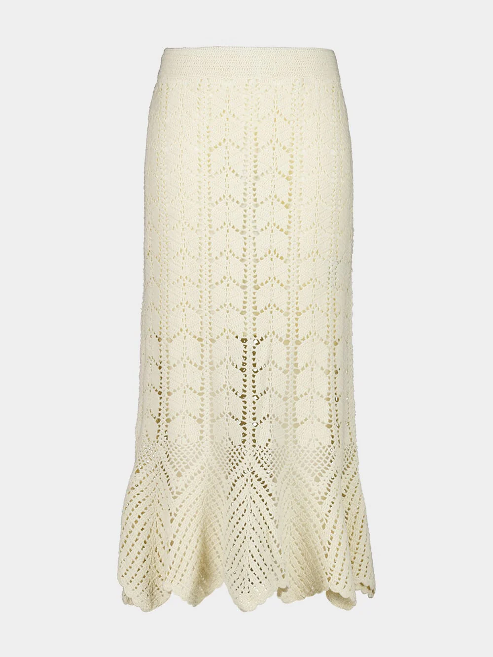 Awaken Cream Lace Crochet Cotton Midi Skirt
