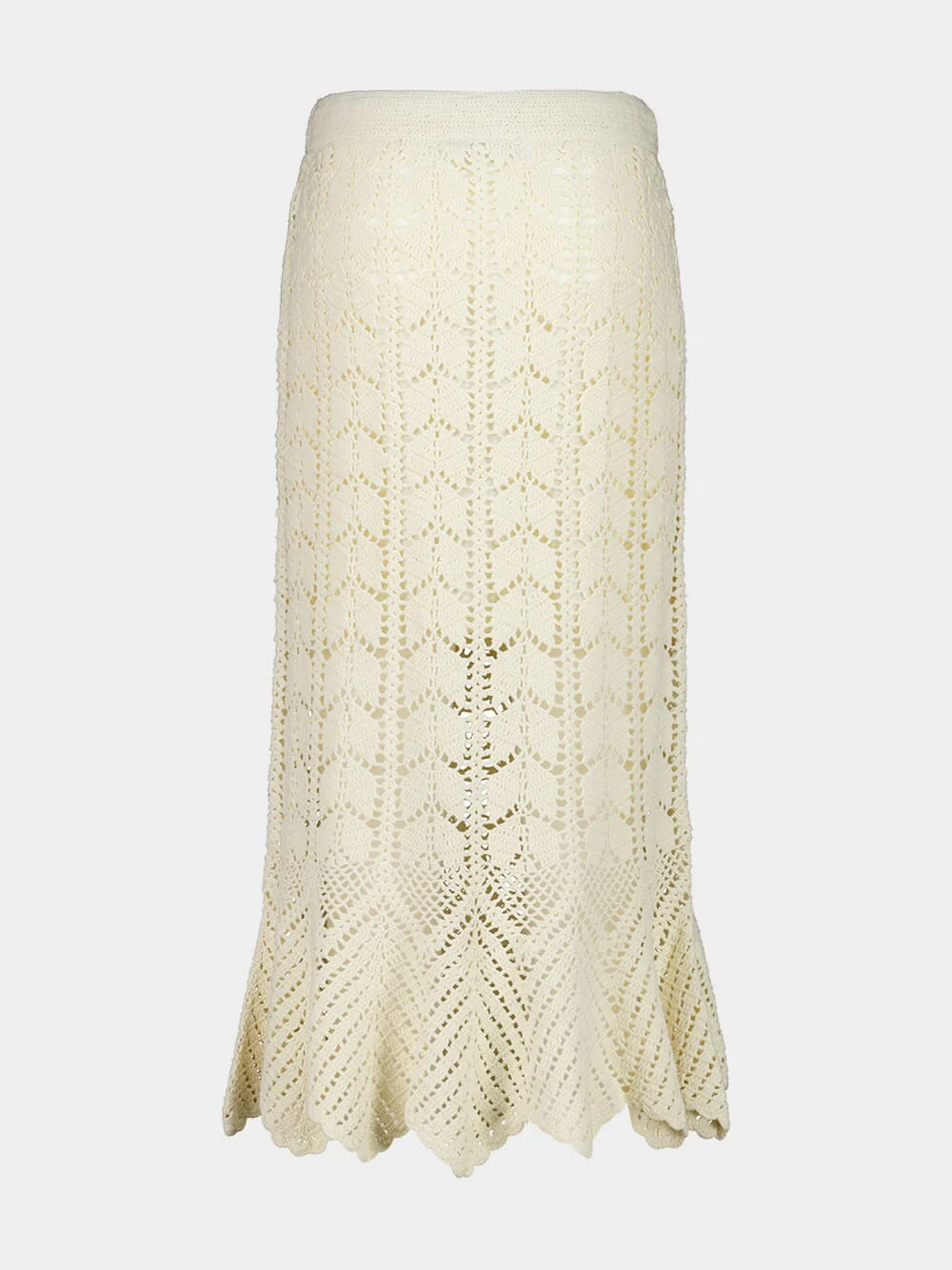 Awaken Cream Lace Crochet Cotton Midi Skirt - Image 2