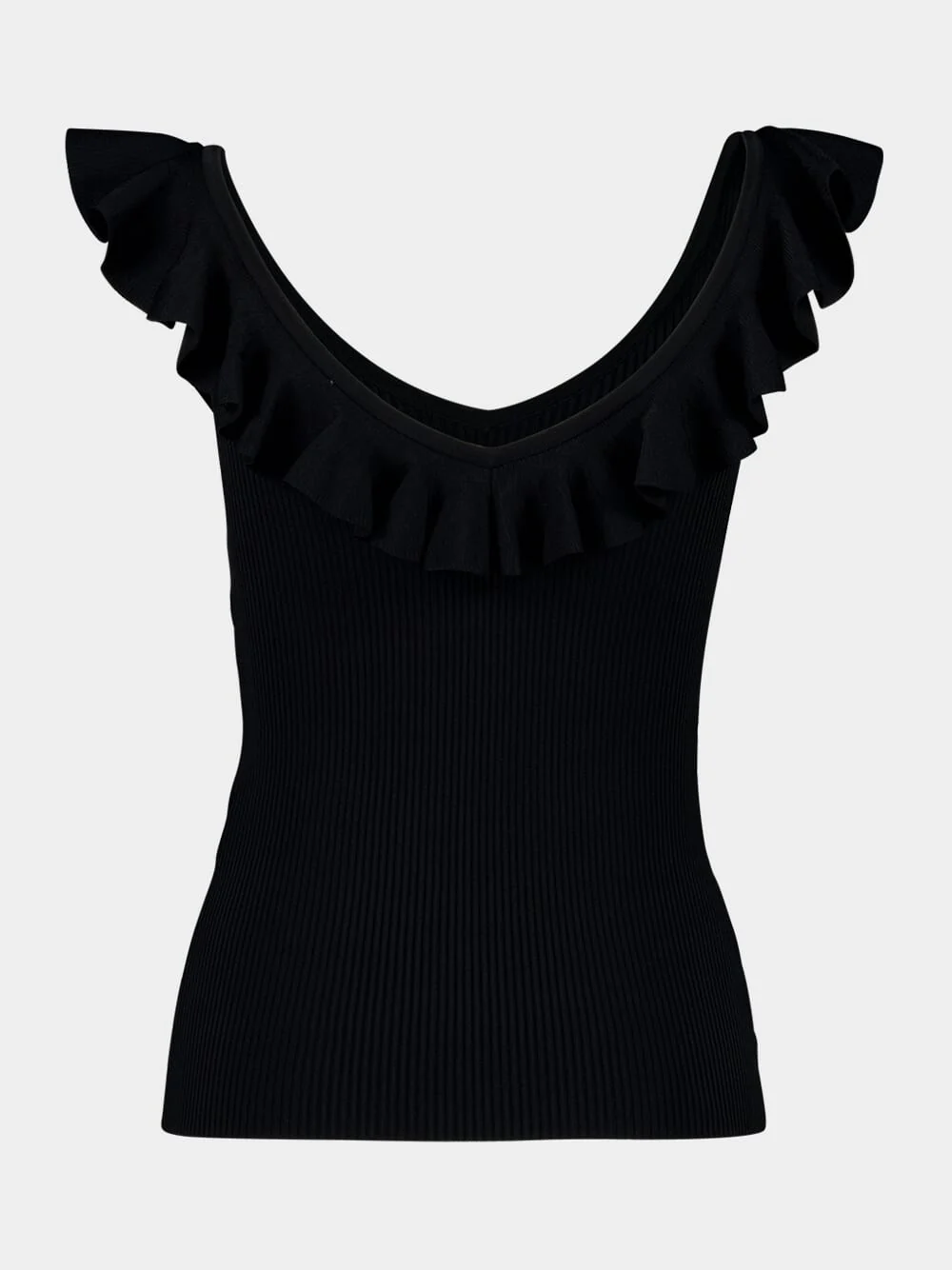 Black Awaken Frill Knit Tank Top - Image 3