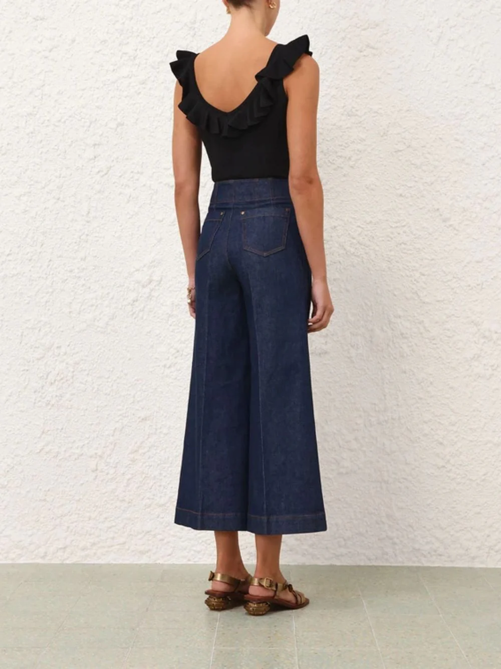 Black Awaken Frill Knit Tank Top - Image 4