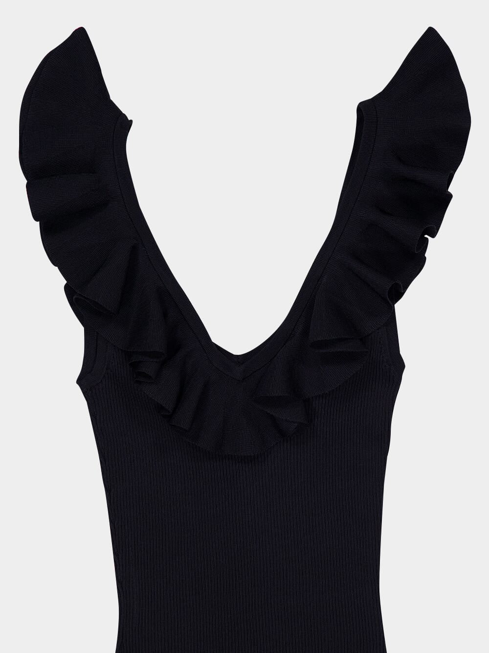Black Awaken Frill Knit Tank Top - Image 5