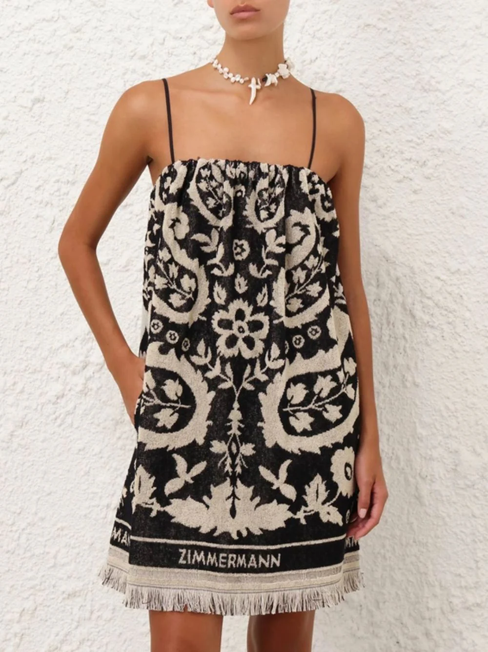 Black Cream Rhiannon Mini Towel Dress - Image 2
