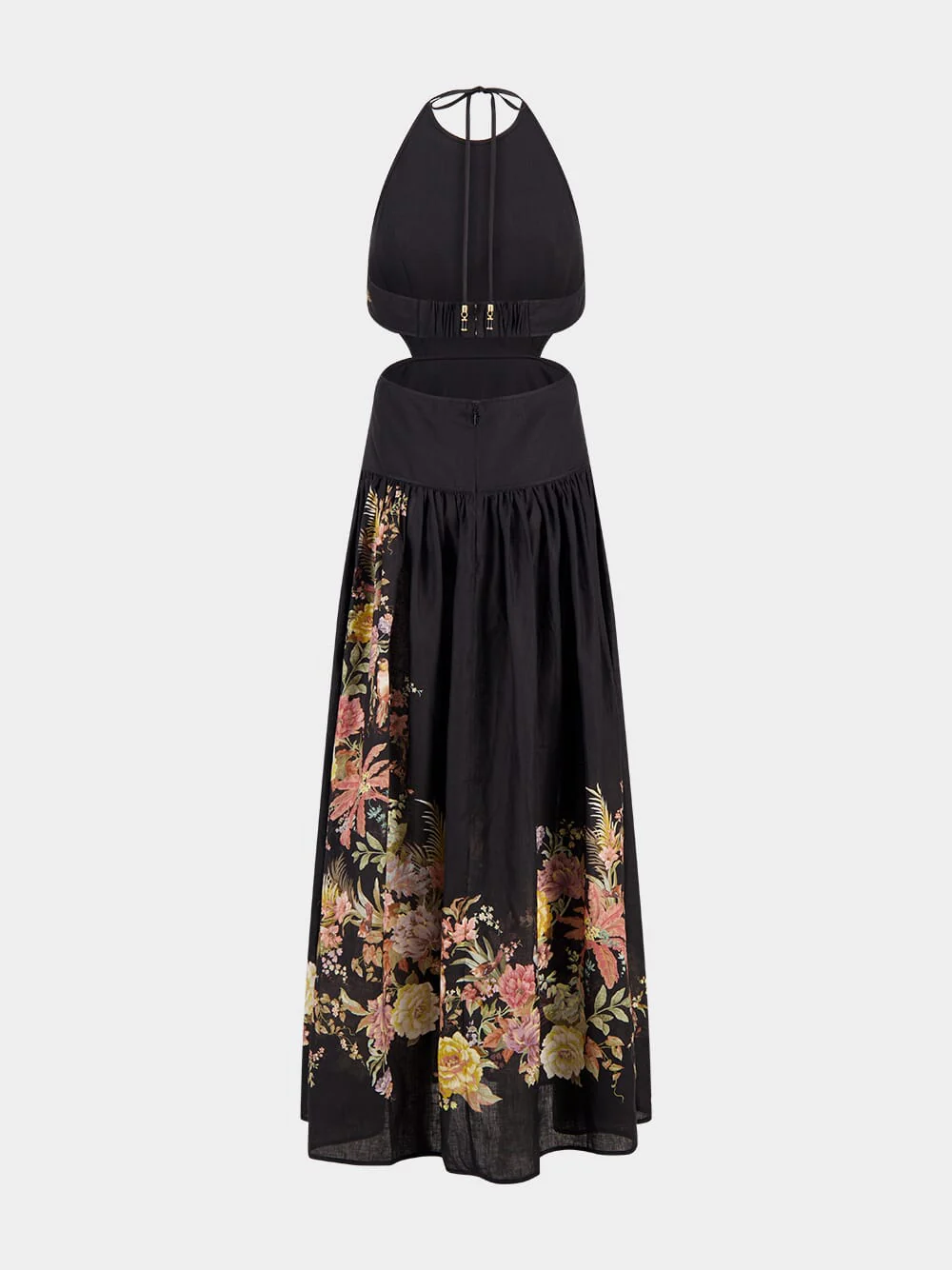 Black Floral Tallow Halter Midi Dress - Image 3