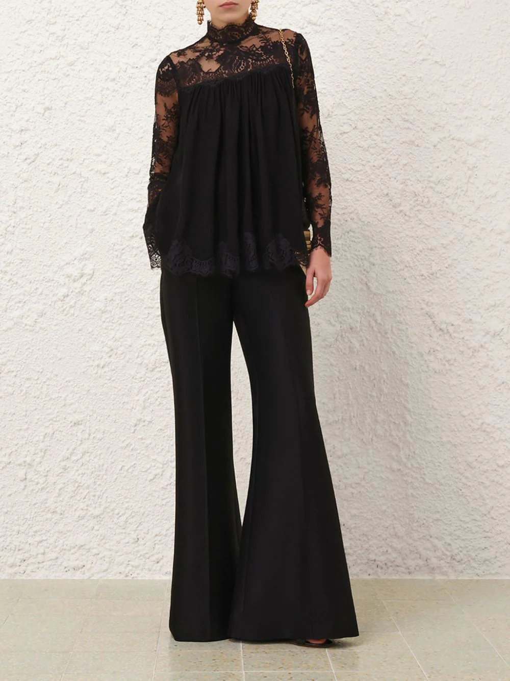Black Hypnotic Lace Yoke Top - Image 2