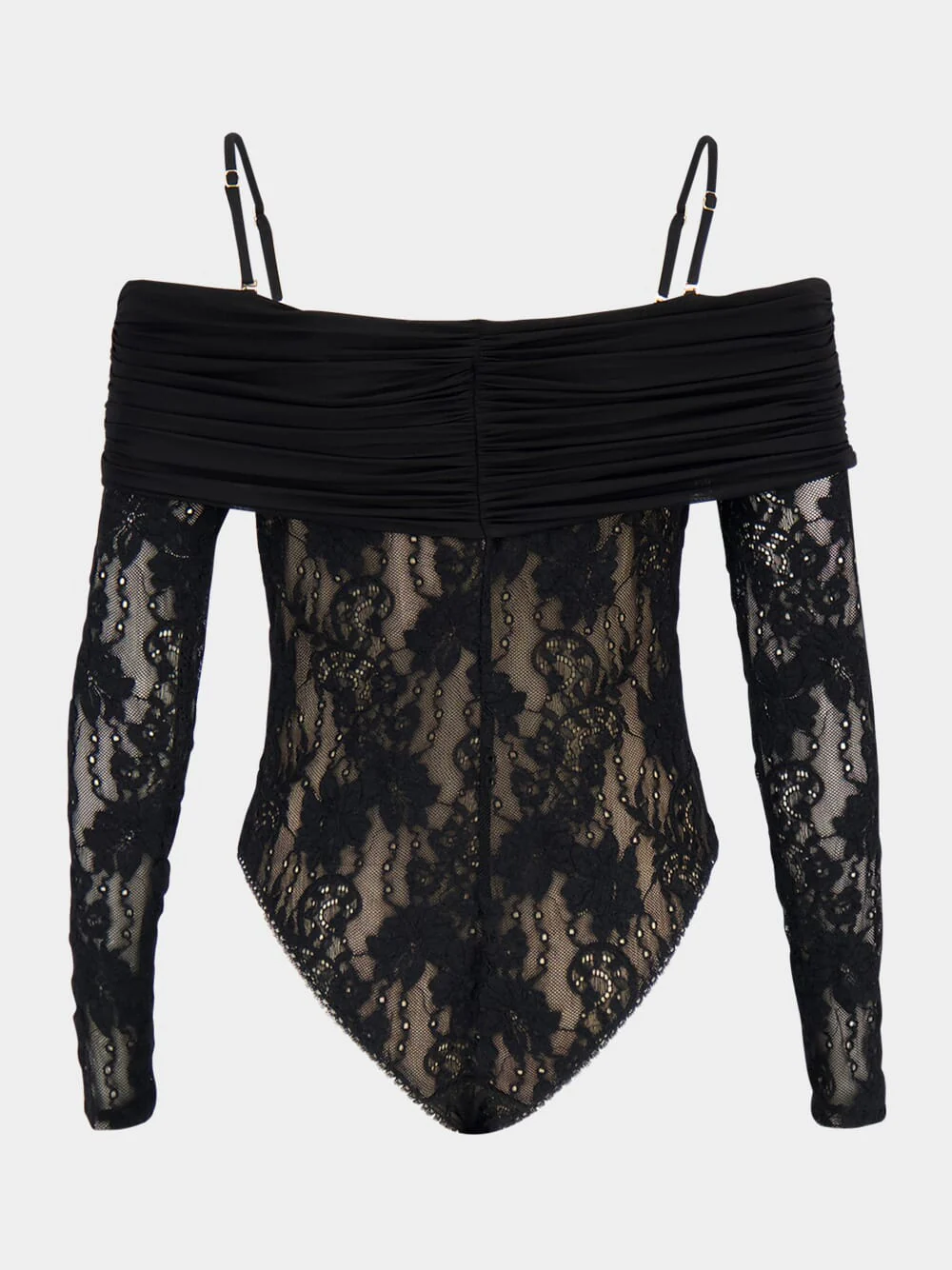 Black Rebellion Draped Lace Bodysuit - Image 3