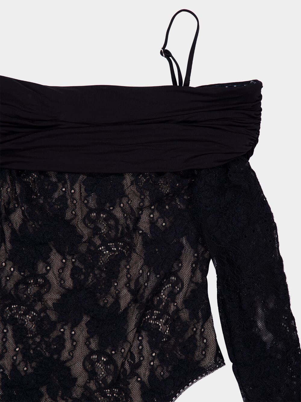 Black Rebellion Draped Lace Bodysuit - Image 5