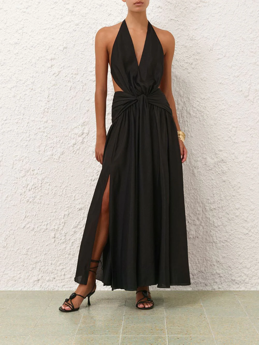 Black Rhiannon Plunge Halter Maxi Dress - Image 5