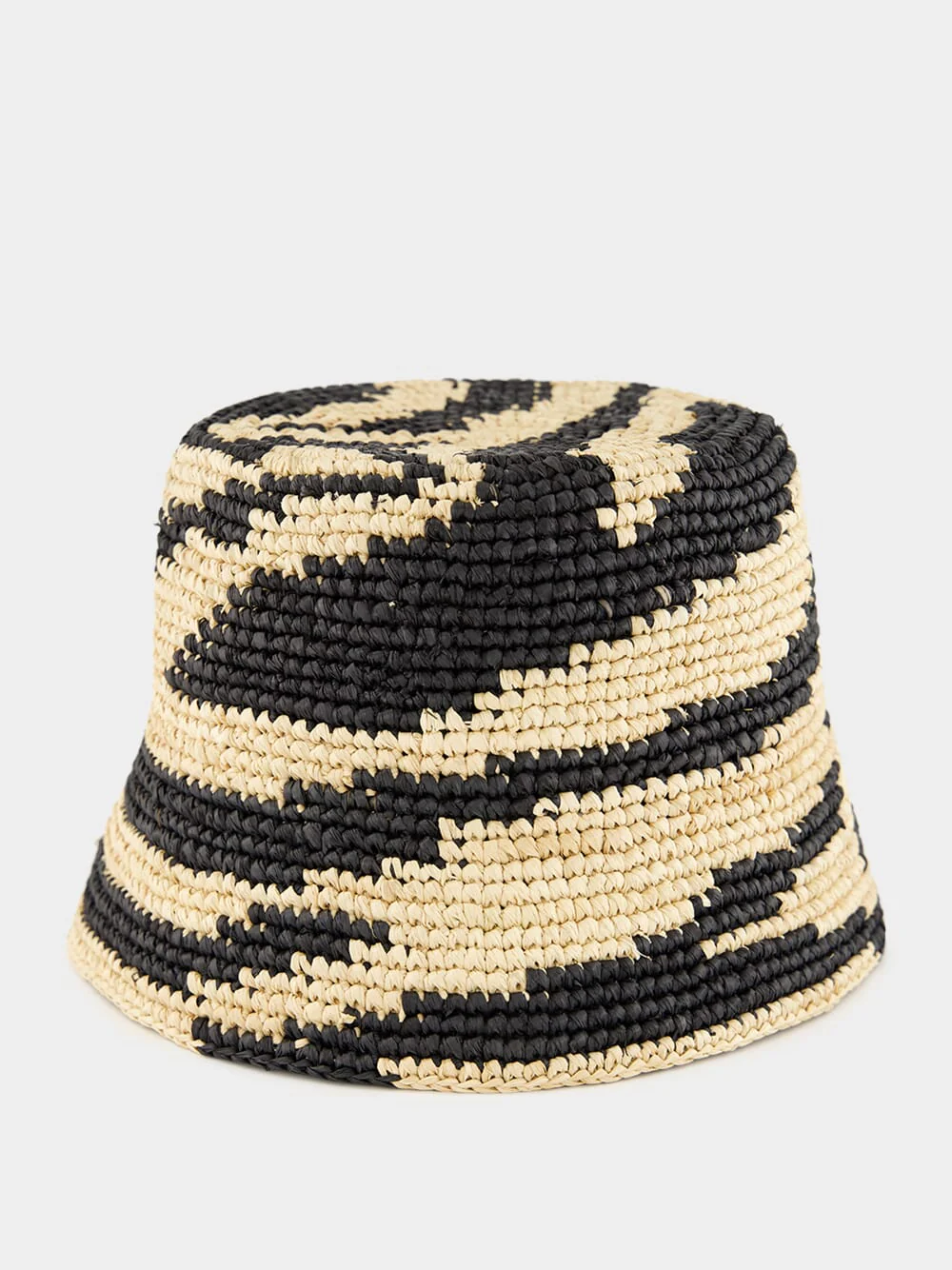 Black Zebra Raffia Bucket Hat