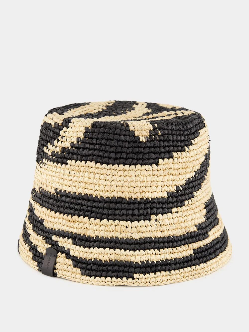 Black Zebra Raffia Bucket Hat - Image 3