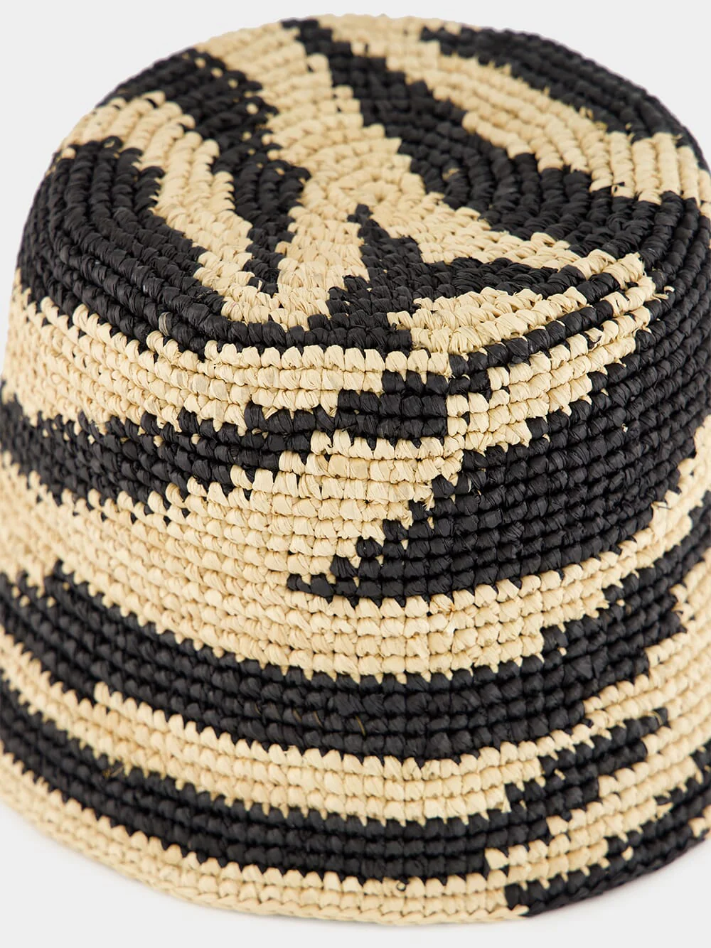 Black Zebra Raffia Bucket Hat - Image 4
