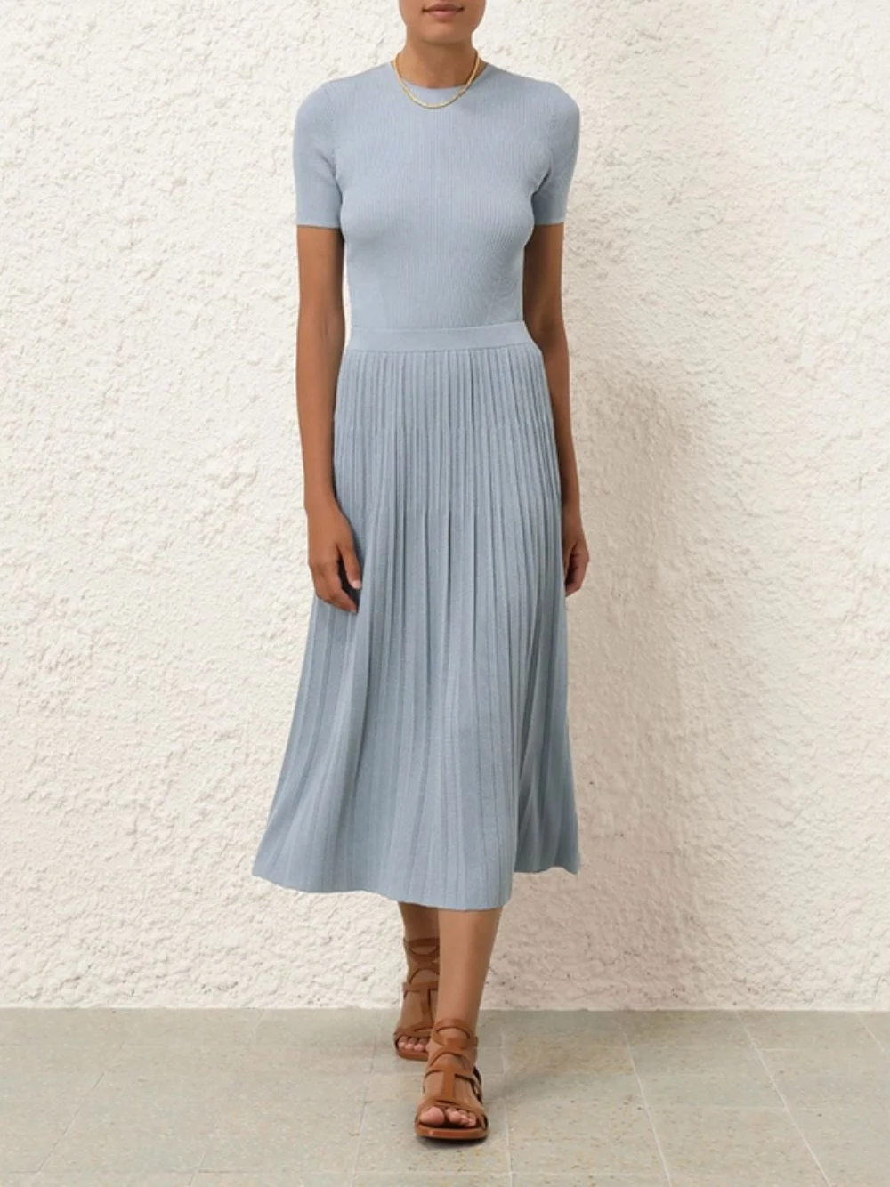 Blue Lurex Waverly Rib Midi Skirt - Image 2