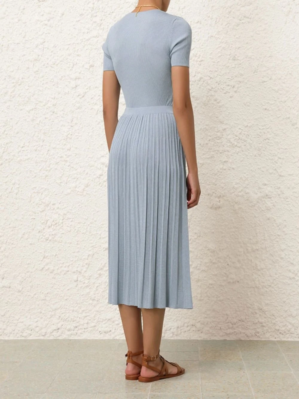 Blue Lurex Waverly Rib Midi Skirt - Image 4
