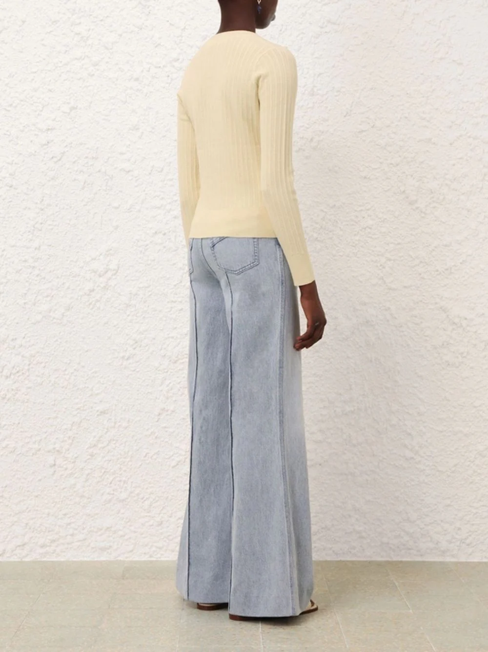 Butter Yellow Ribbed Knit Cardigan - Image 4