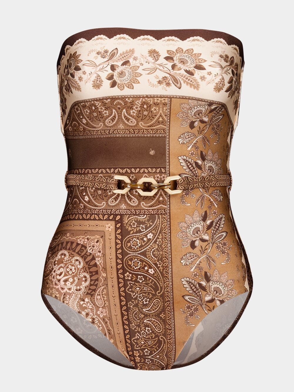 Chocolate Bandana Swimsuit with Belt