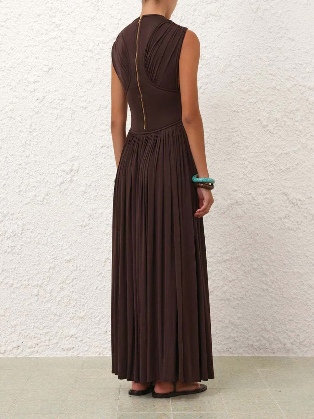 Chocolate Brown Illuminate Column Dress - Image 3