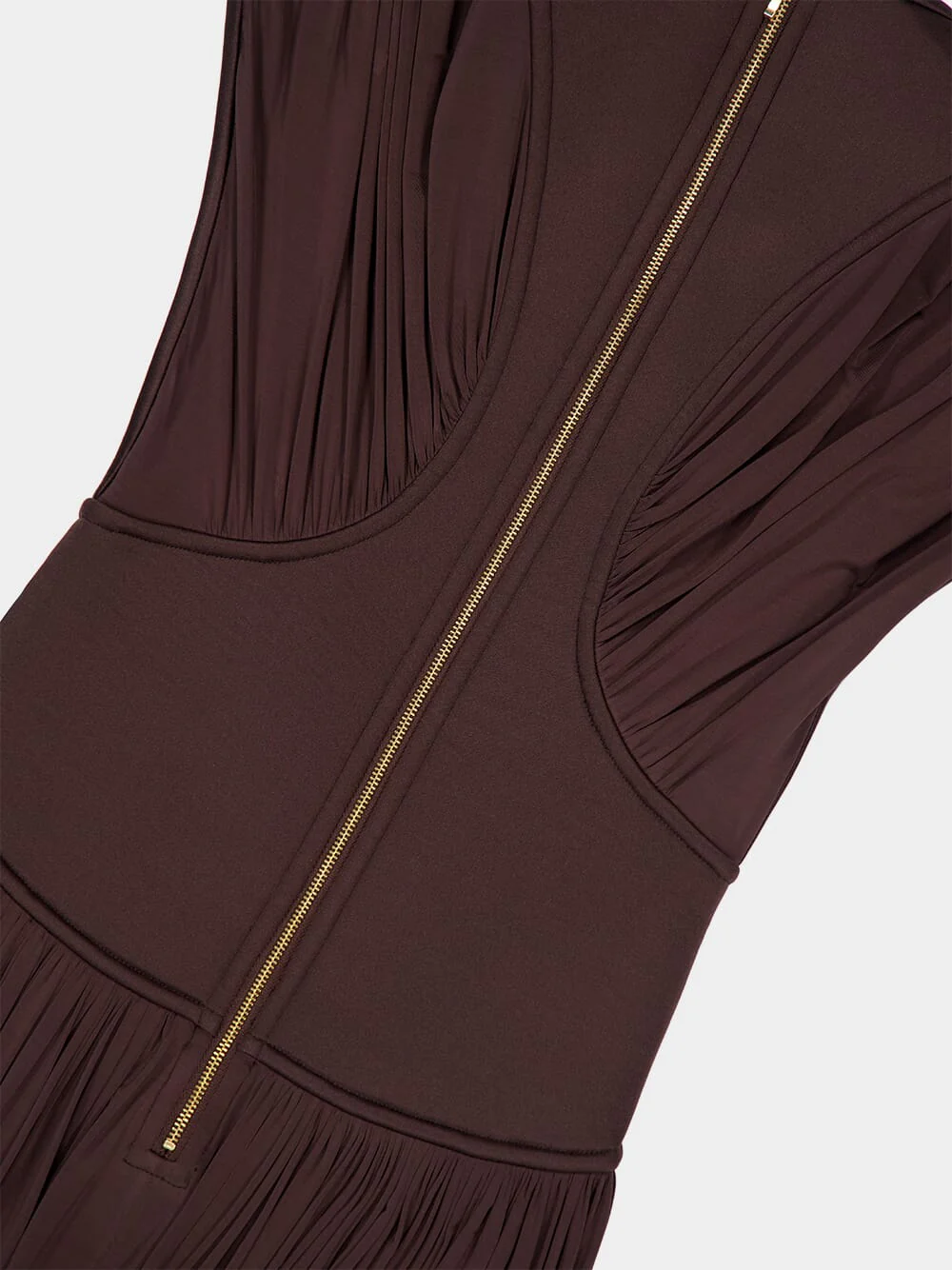 Chocolate Brown Illuminate Column Dress - Image 7