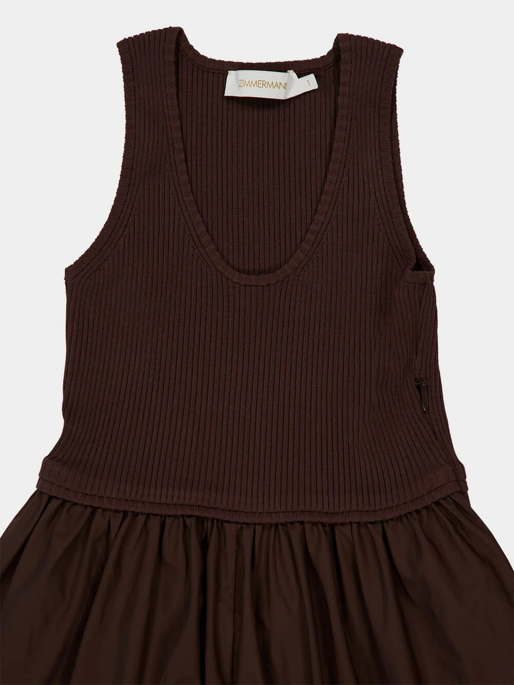 Chocolate Brown Poplin Racer Dress - Image 3
