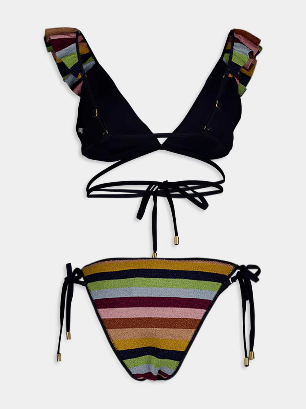 Alight Lurex Striped Ruffle Bikini Set - Image 2