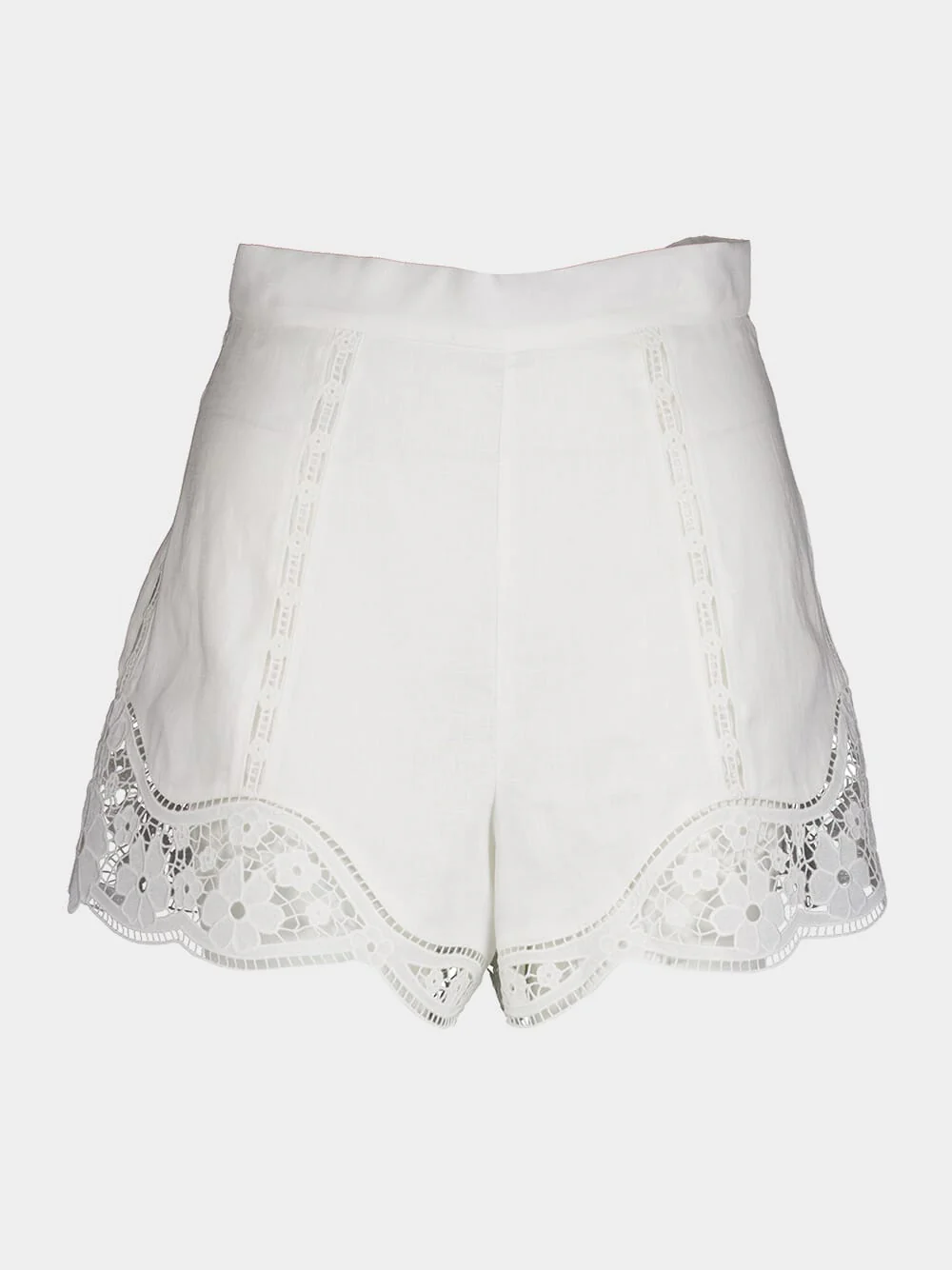 August Broderie Lace Trimmed White Shorts - Image 2