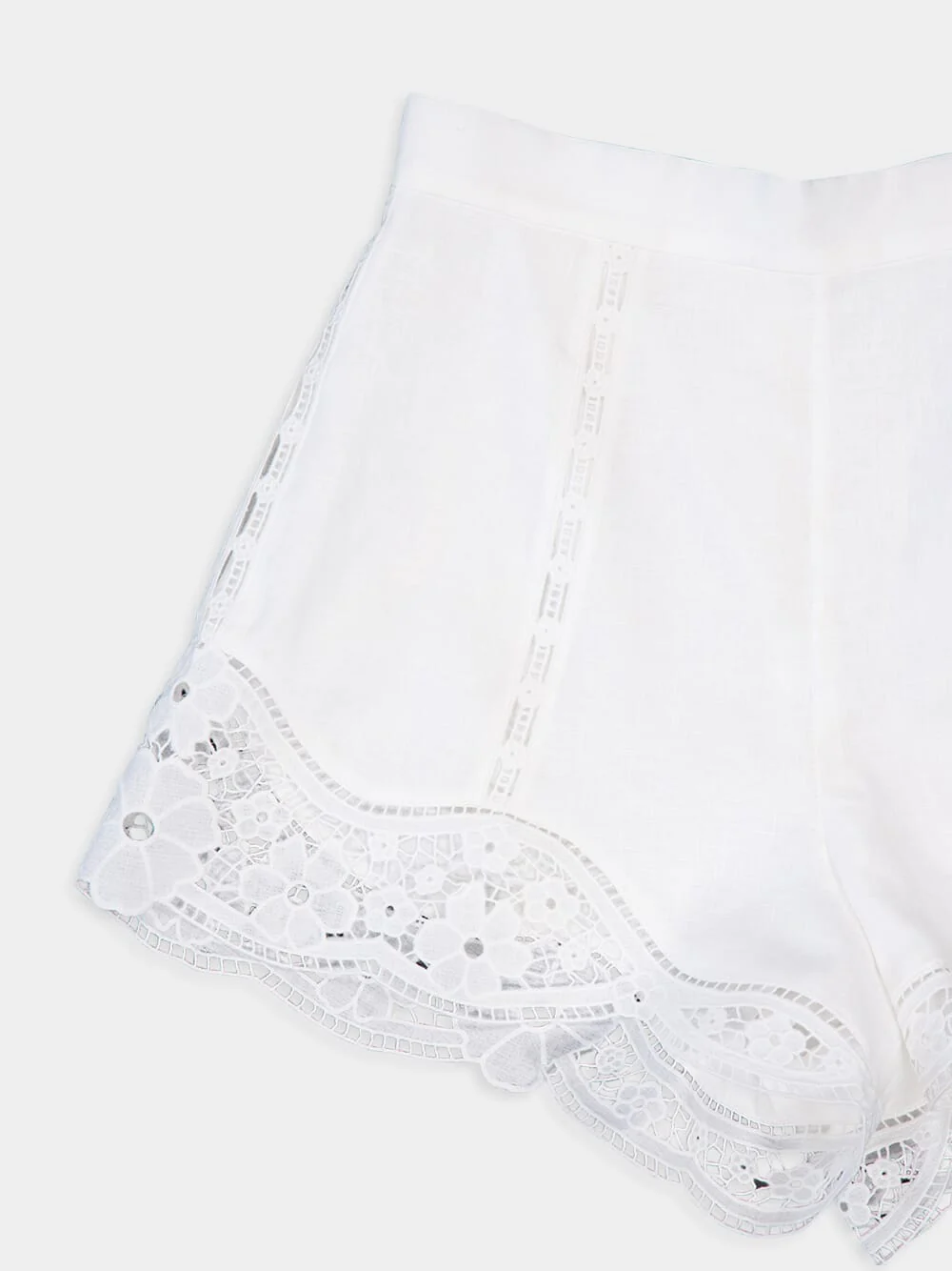 August Broderie Lace Trimmed White Shorts - Image 5