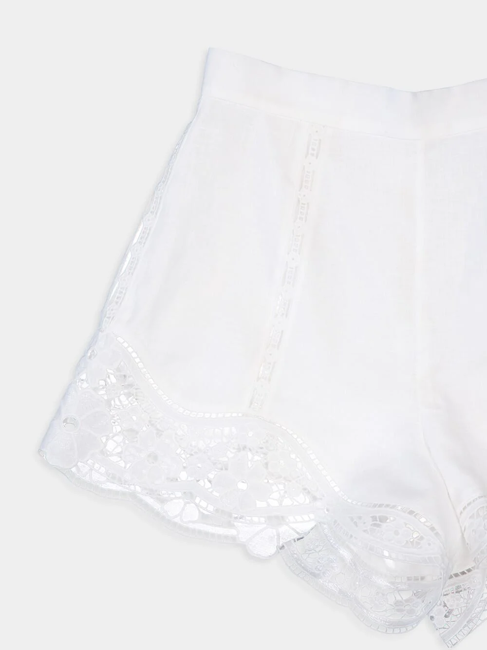 August Broderie Lace Trimmed White Shorts - Image 6